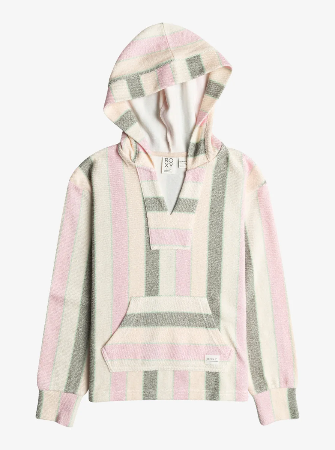 Girls 4-16 Feels Like Summer Striped V-Neck Hoodie - Agave Green Very Vista Stripe