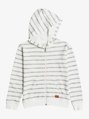 Girls 4-16 Perfect Wave Striped Zip Hoodie - Snow White Horiz Will Stripes