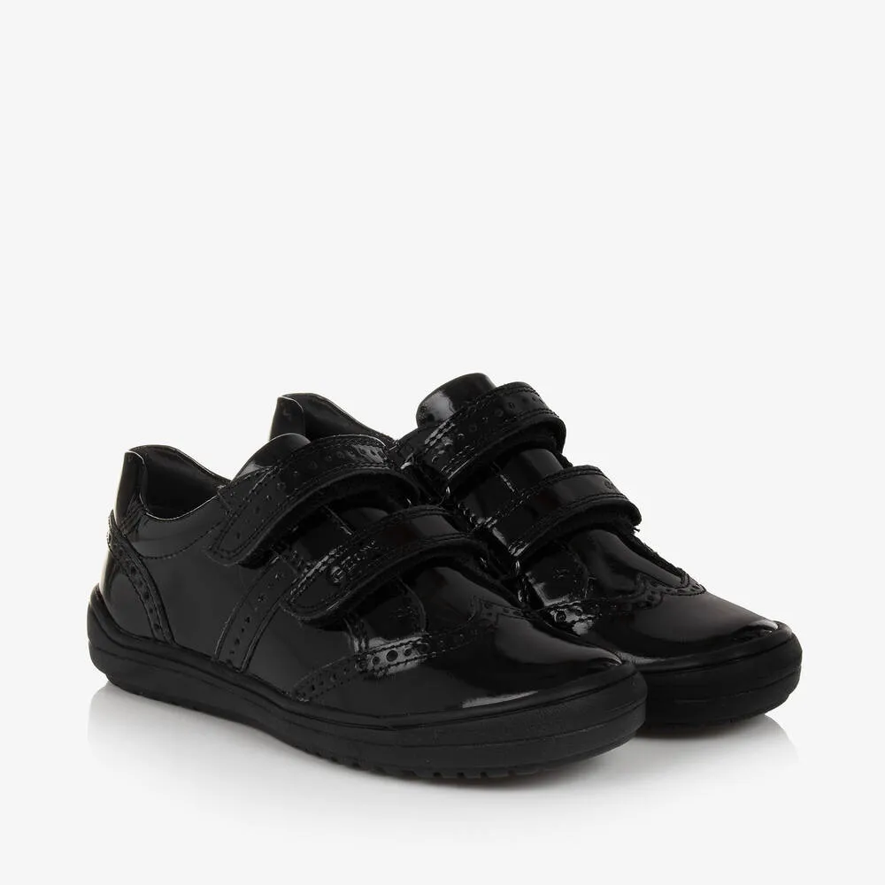 Girls Black Patent Leather Trainers