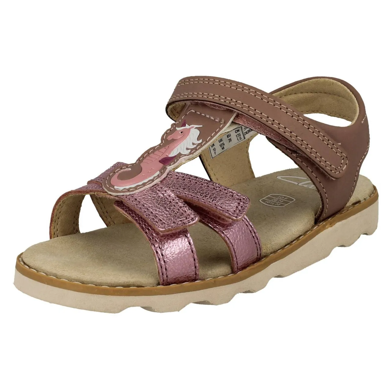 Girls Clarks Hook & Loop Sandals With Seahorse Motif - Crown Brill