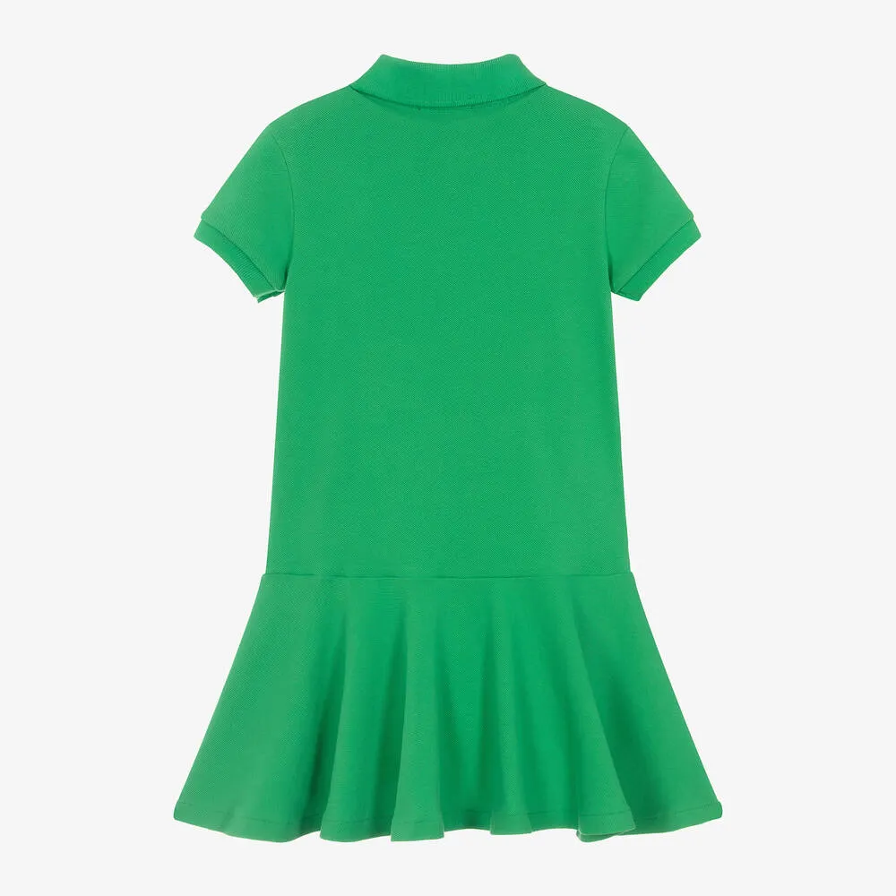 Girls Green Cotton Polo Dress