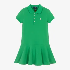 Girls Green Cotton Polo Dress