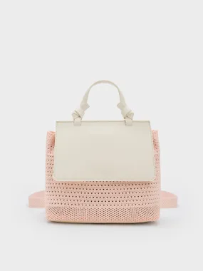 Girls' Ida Knitted Front Flap Backpack - Pink