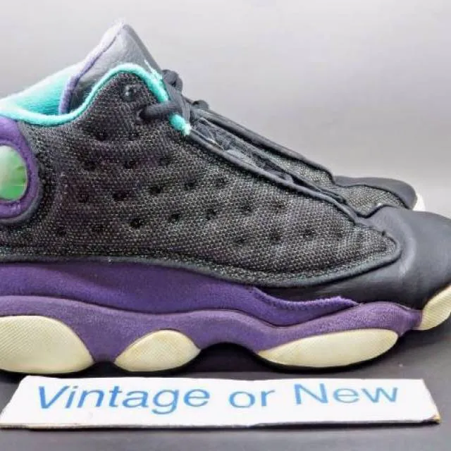 Girls' nike air jordan xiii 13 black atomic teal ultraviolet retro gs 2013 sz 5y