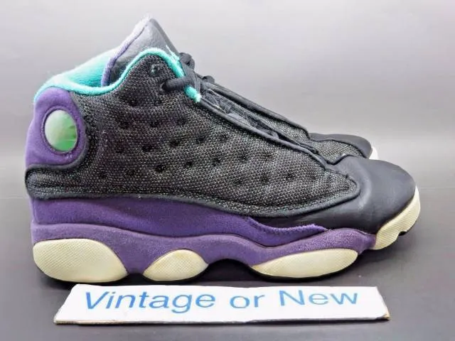 Girls' nike air jordan xiii 13 black atomic teal ultraviolet retro gs 2013 sz 5y