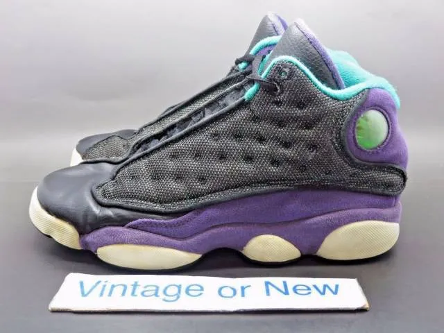 Girls' nike air jordan xiii 13 black atomic teal ultraviolet retro gs 2013 sz 5y