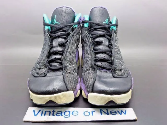 Girls' nike air jordan xiii 13 black atomic teal ultraviolet retro gs 2013 sz 5y