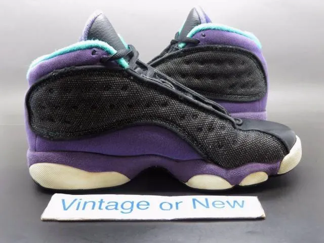 Girls' nike air jordan xiii 13 black atomic teal ultraviolet retro gs 2013 sz 5y