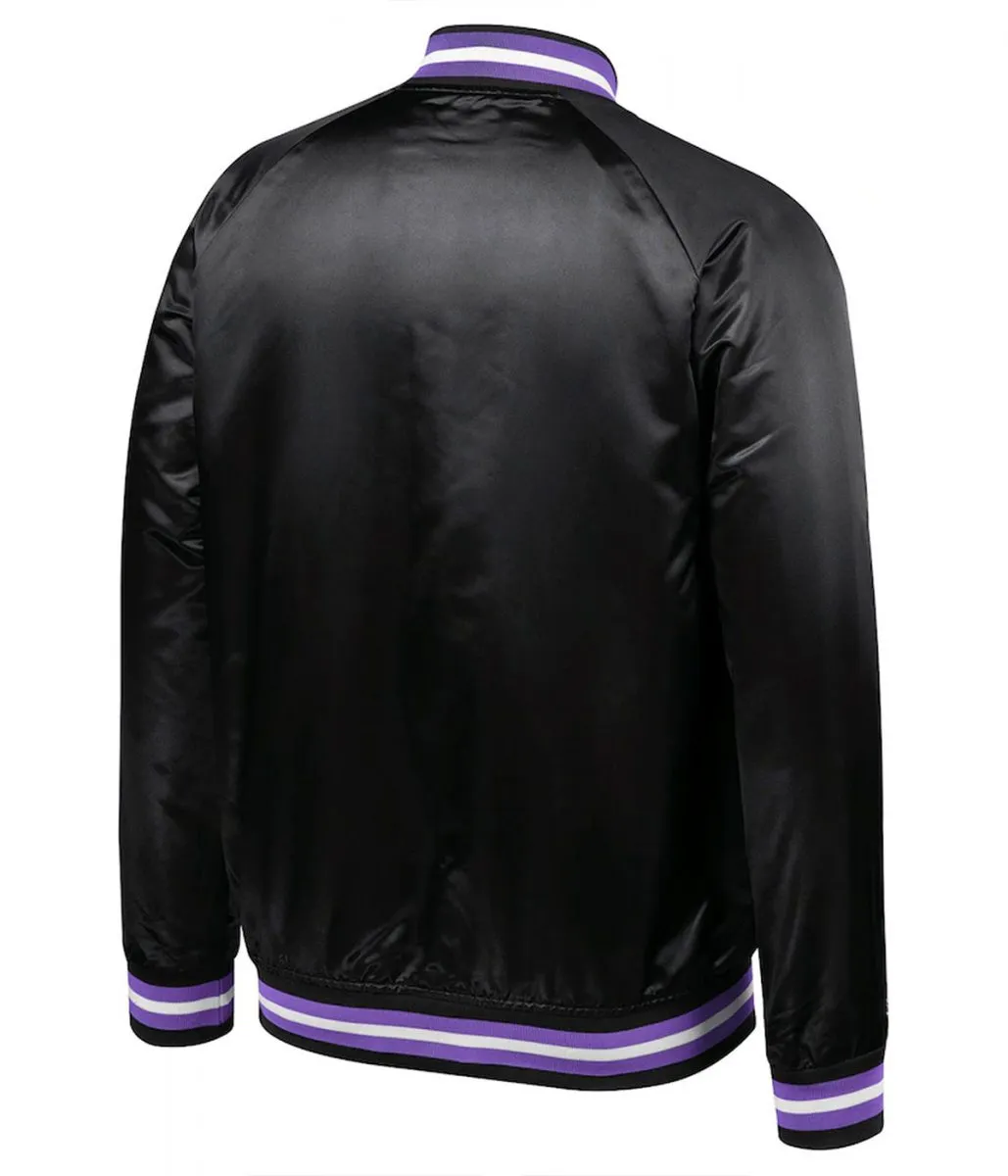 Hardwood Classics Throwback Toronto Raptors Wordmark Black Satin Jacket