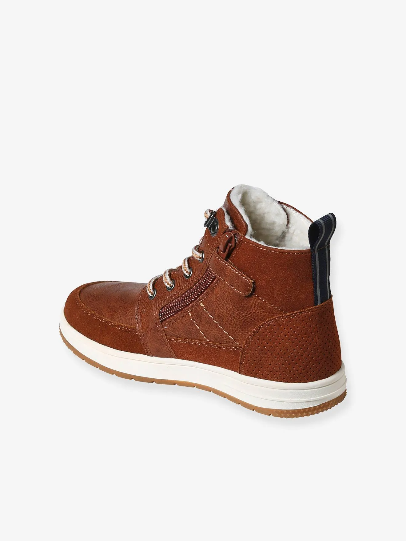 High-Top Trainers with Laces & Zips for Children - brown