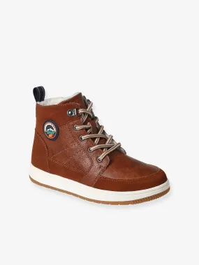 High-Top Trainers with Laces & Zips for Children - brown