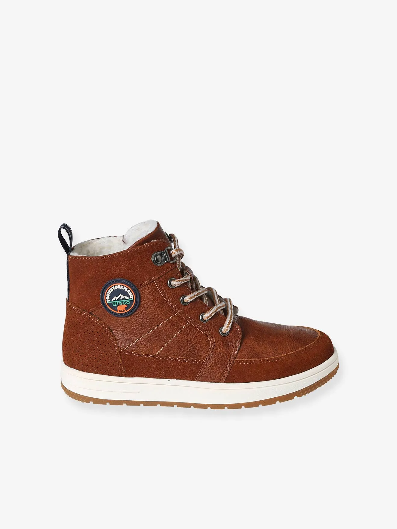 High-Top Trainers with Laces & Zips for Children - brown