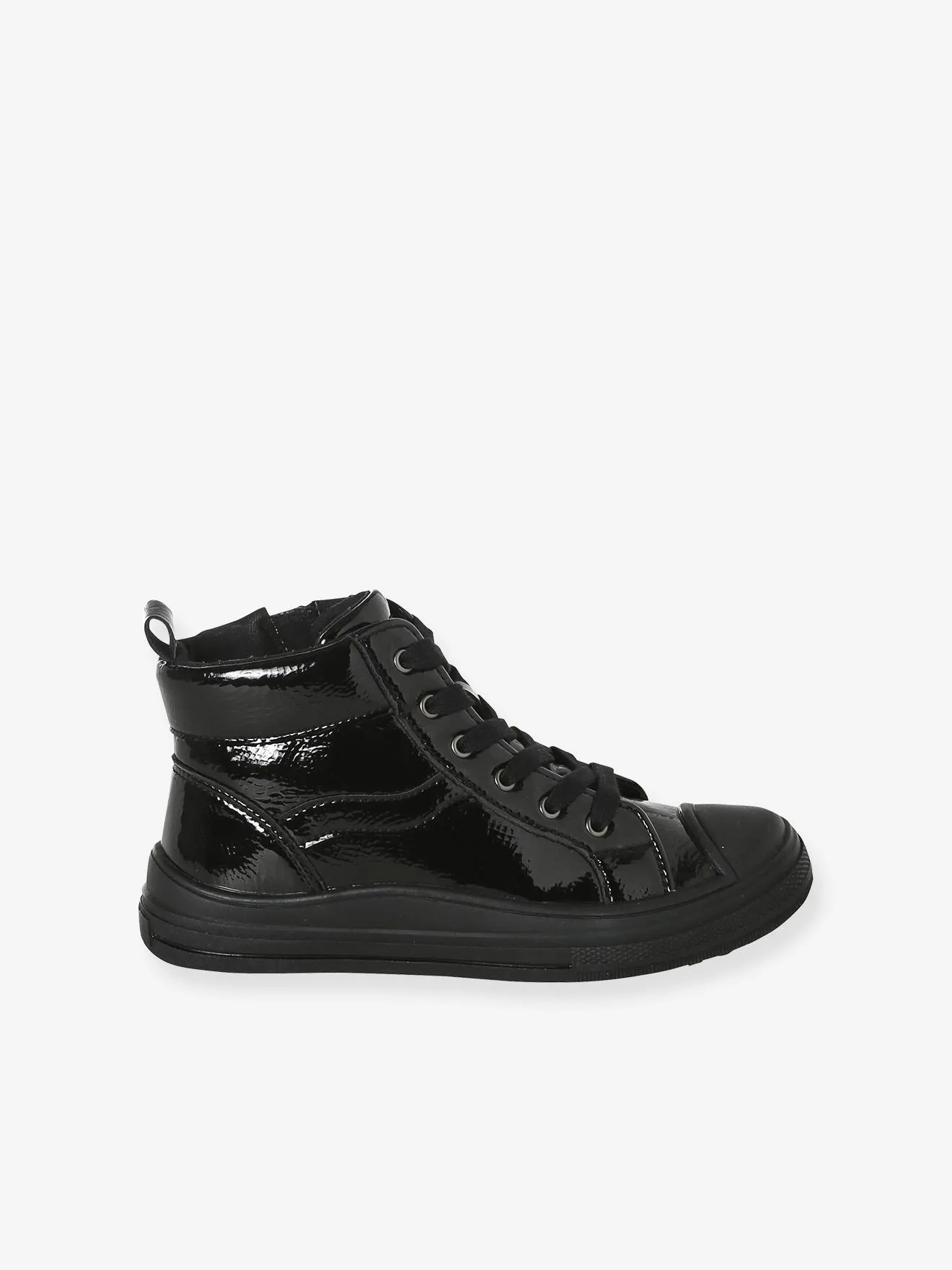 High-Top Trainers with Laces & Zips for Girls - black