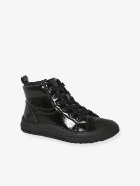 High-Top Trainers with Laces & Zips for Girls - black