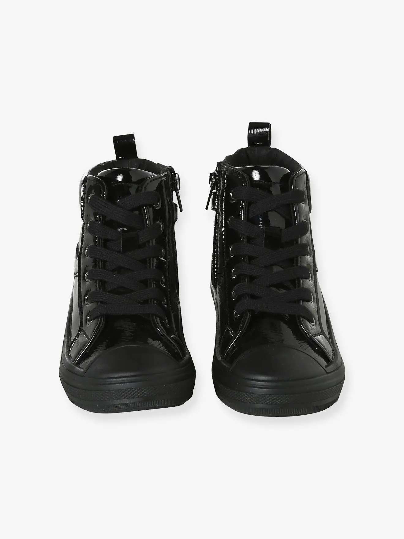 High-Top Trainers with Laces & Zips for Girls - black