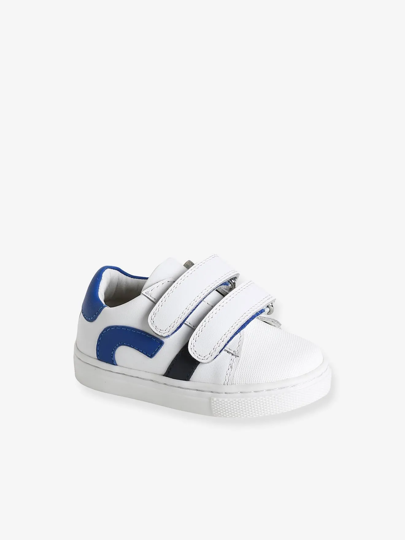 Hook-and-Loop Fastening Leather Trainers for Babies - blue