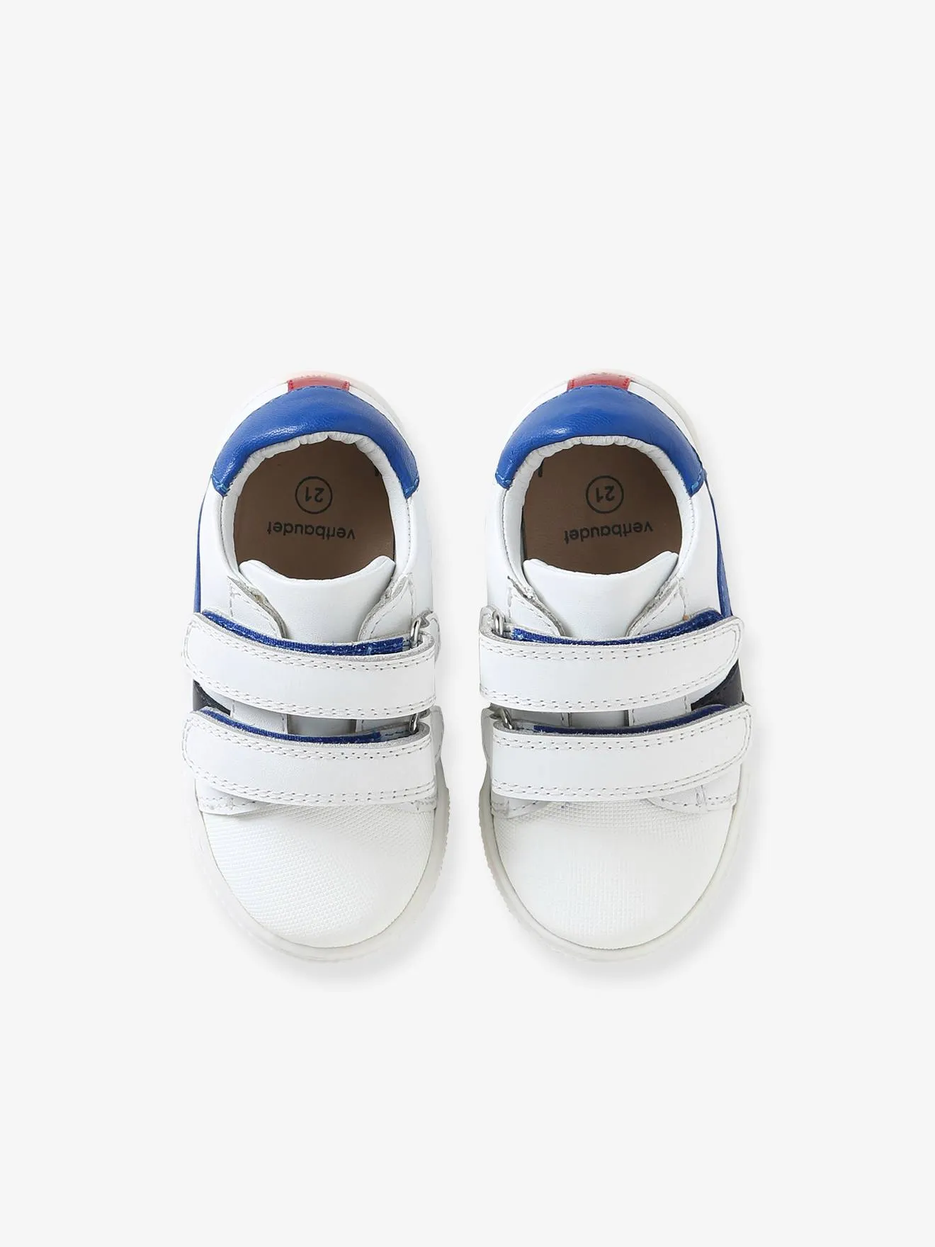 Hook-and-Loop Fastening Leather Trainers for Babies - blue