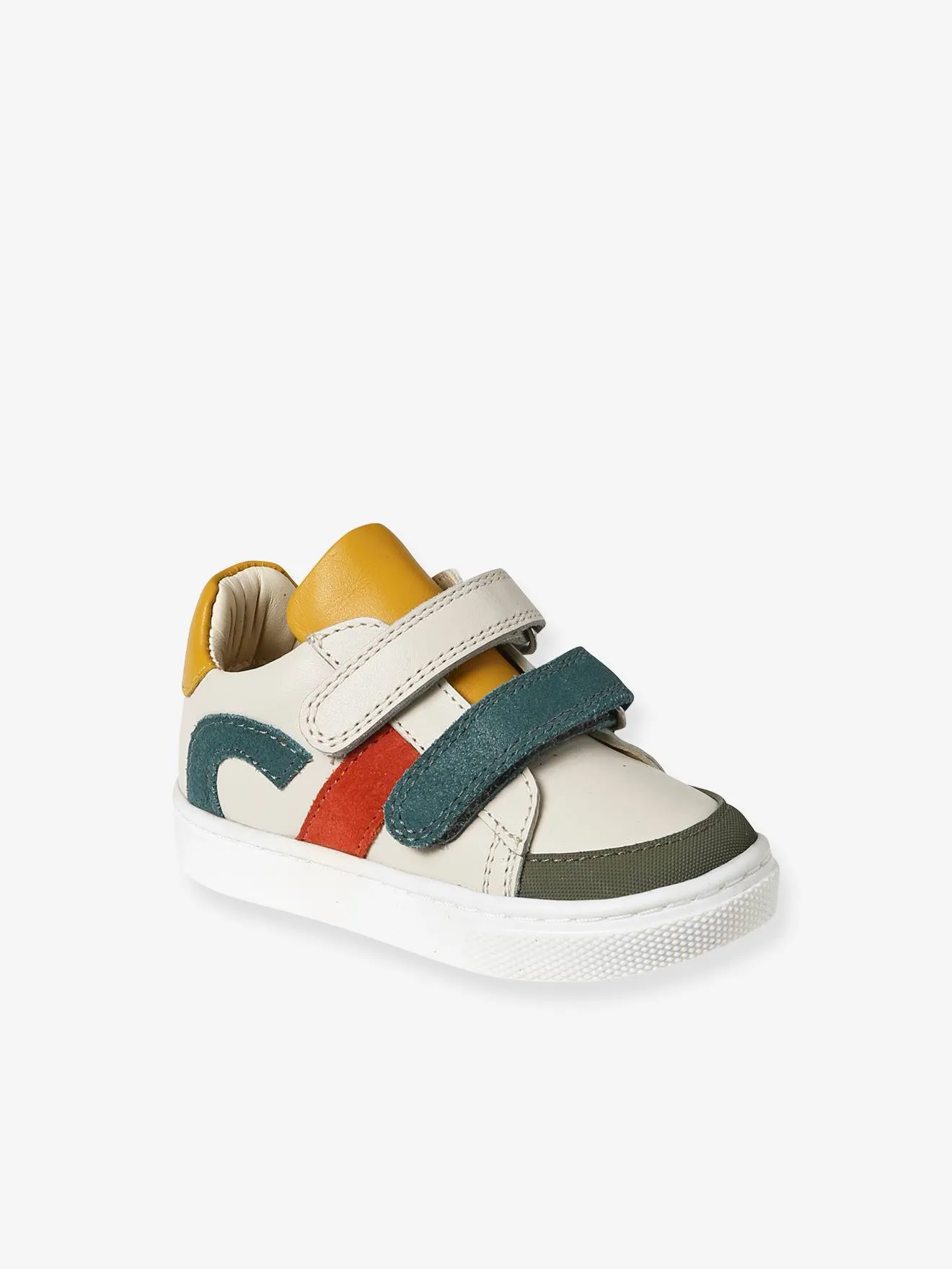 Hook&Loop Leather Trainers for Babies - ecru