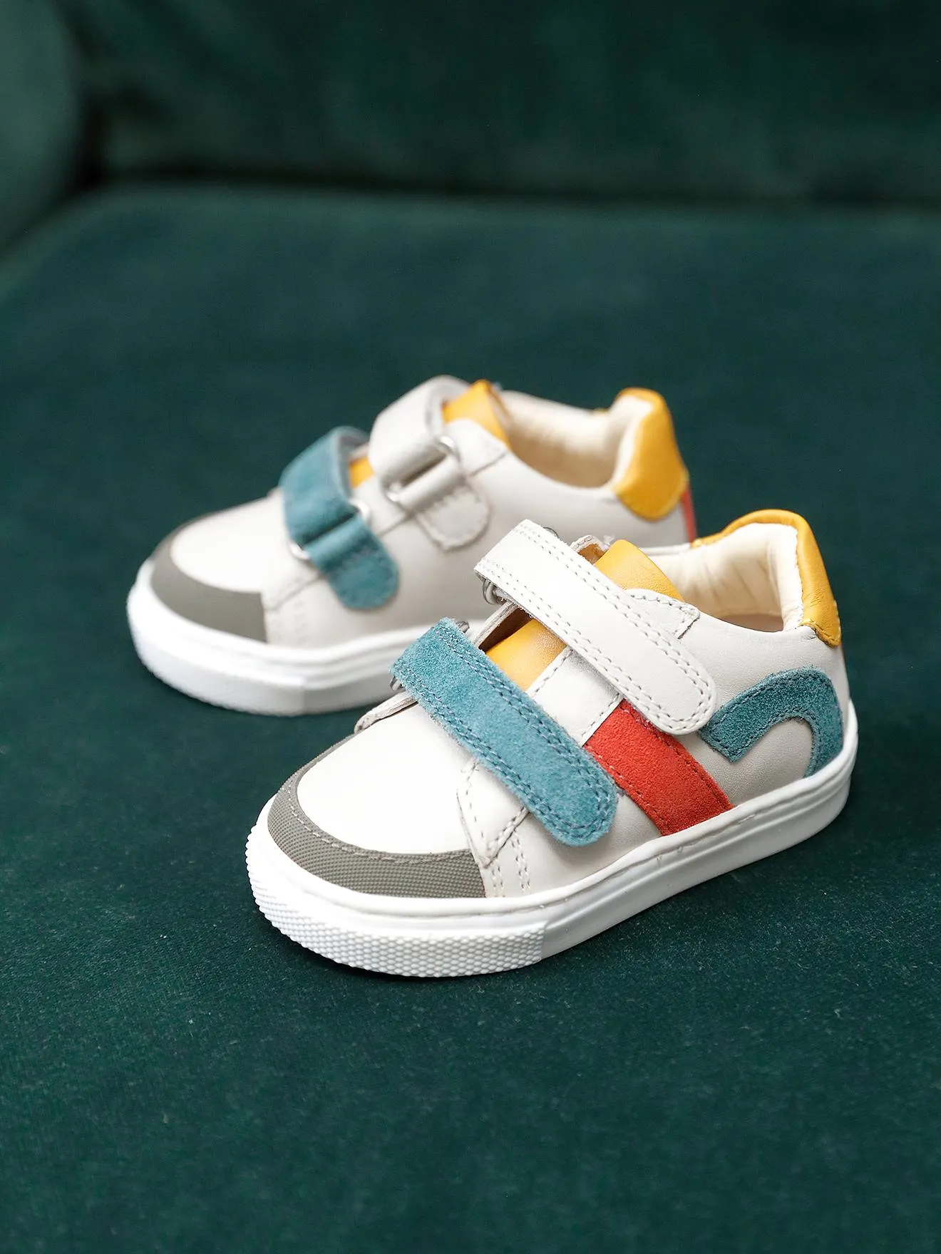 Hook&Loop Leather Trainers for Babies - ecru