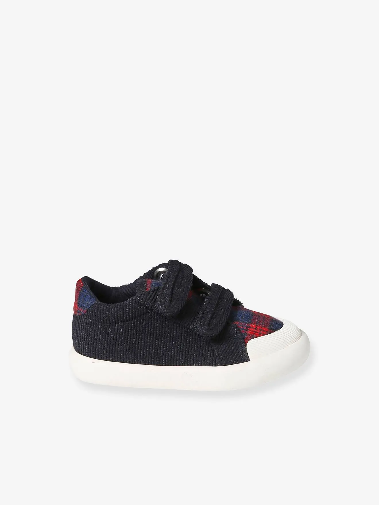 Hook&Loop Textile Trainers for Babies - chequered blue