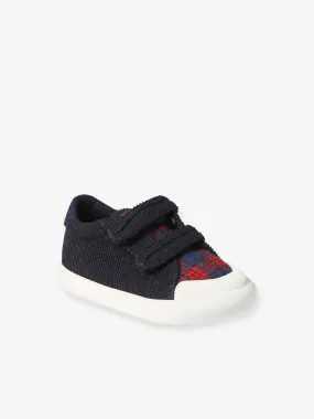 Hook&Loop Textile Trainers for Babies - chequered blue