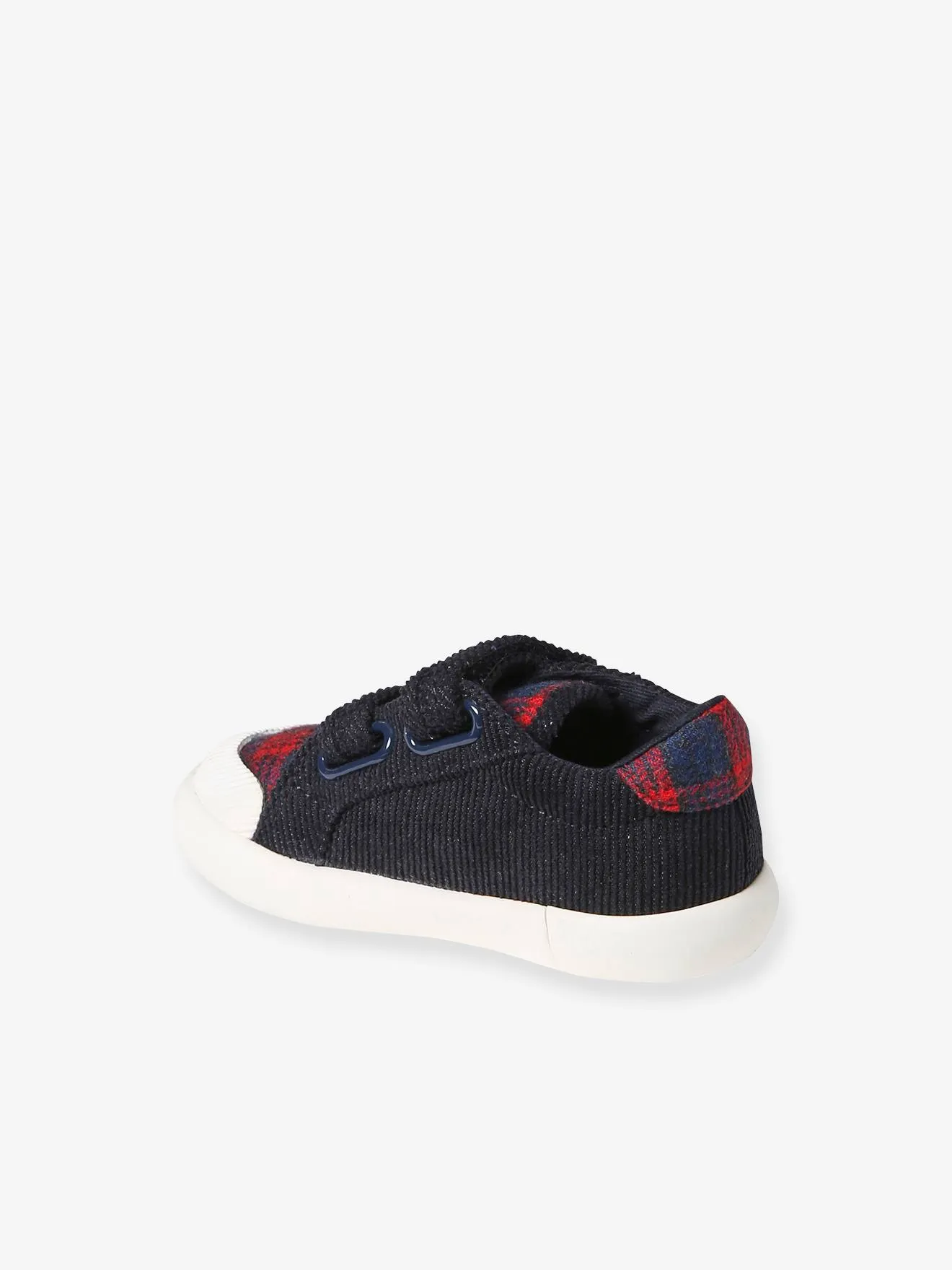 Hook&Loop Textile Trainers for Babies - chequered blue