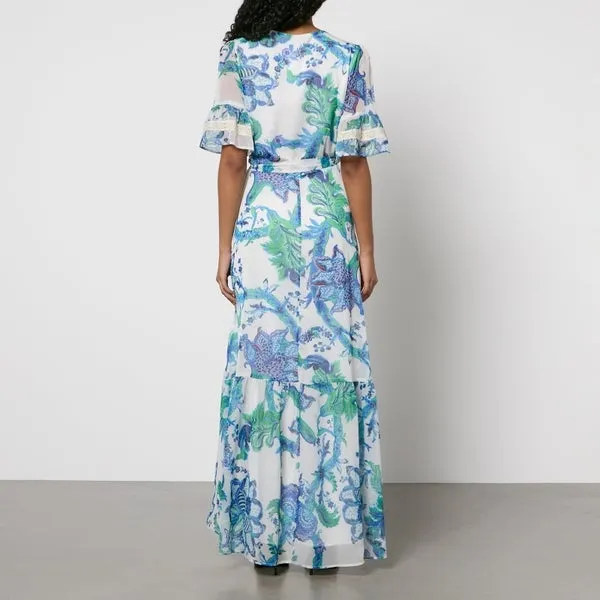 Hope & Ivy Catalina Floral-Print Chiffon Wrap Maxi Dress