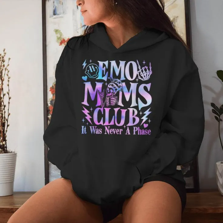 It Was Never A Phase Emo Moms Club Mother's Day Skeleton Women Hoodie