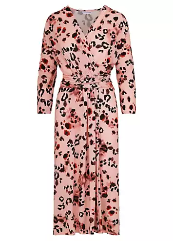 Kaleidoscope Blush Pink Animal Wrap Dress | Grattan