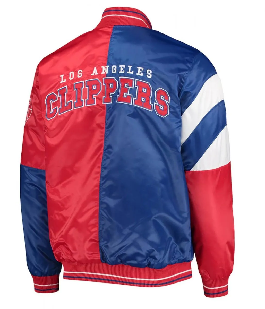 LA Clippers Color Block Satin Red and Blue Jacket