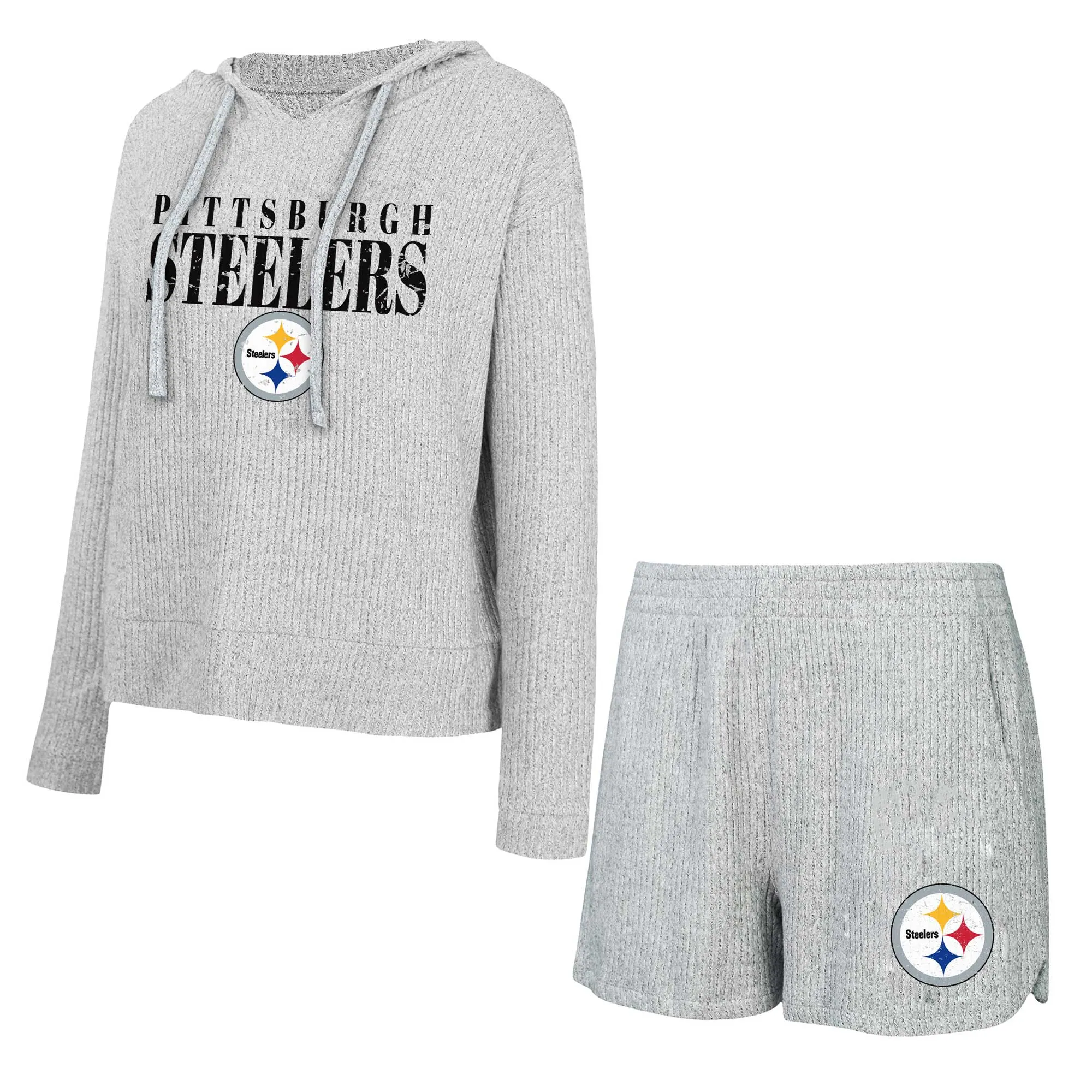 Lids Women's Concepts Sport Gray Pittsburgh Steelers Juniper Long Sleeve Hoodie T-Shirt & Shorts Set