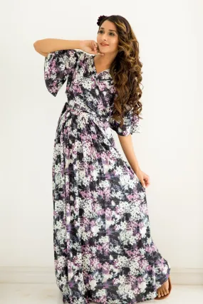 Lilac Blossom Maternity & Nursing Wrap Dress