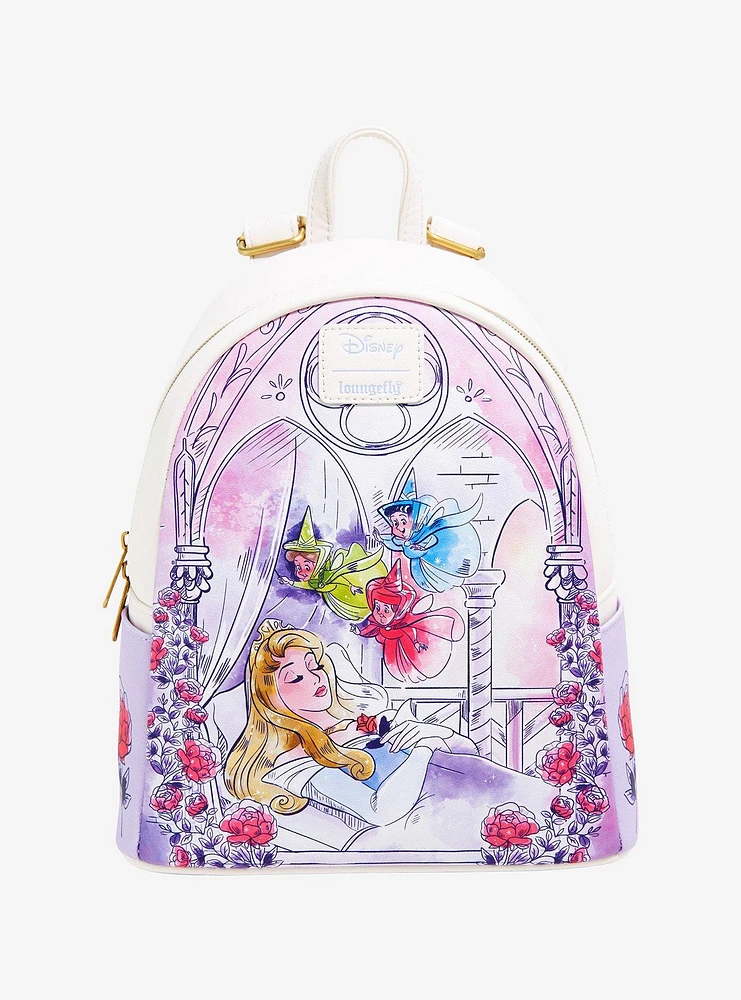 Loungefly Disney Sleeping Beauty Flowers & Three Good Fairies Mini Backpack