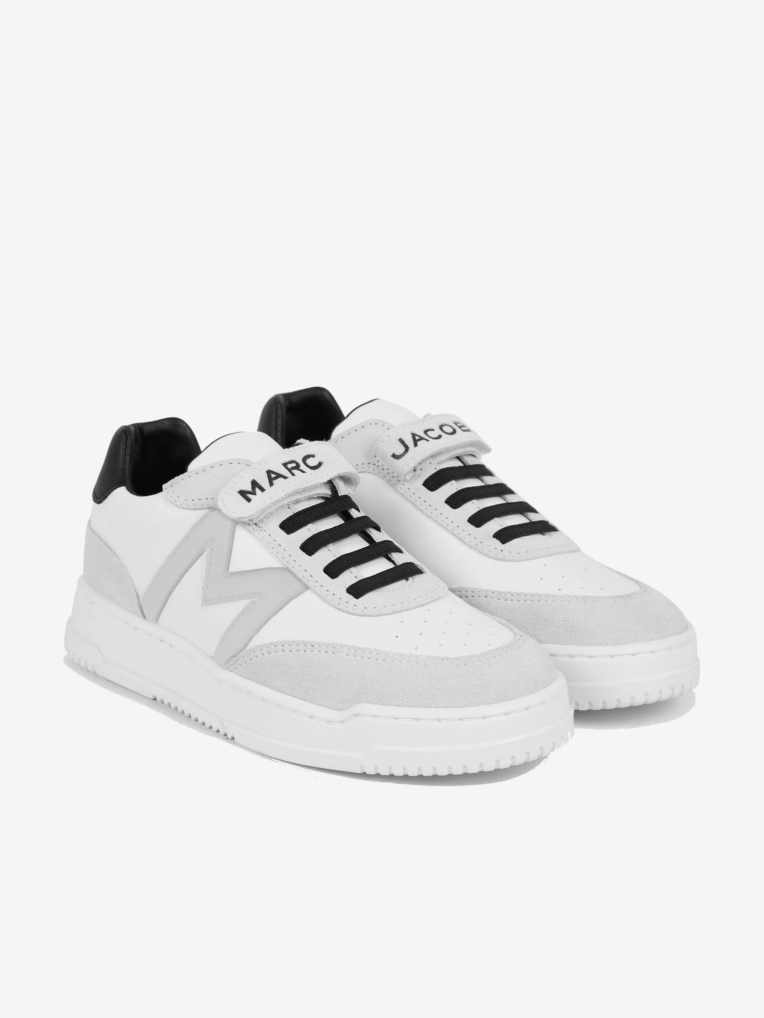 MARC JACOBS Kids Leather Logo Trainers in Ivory