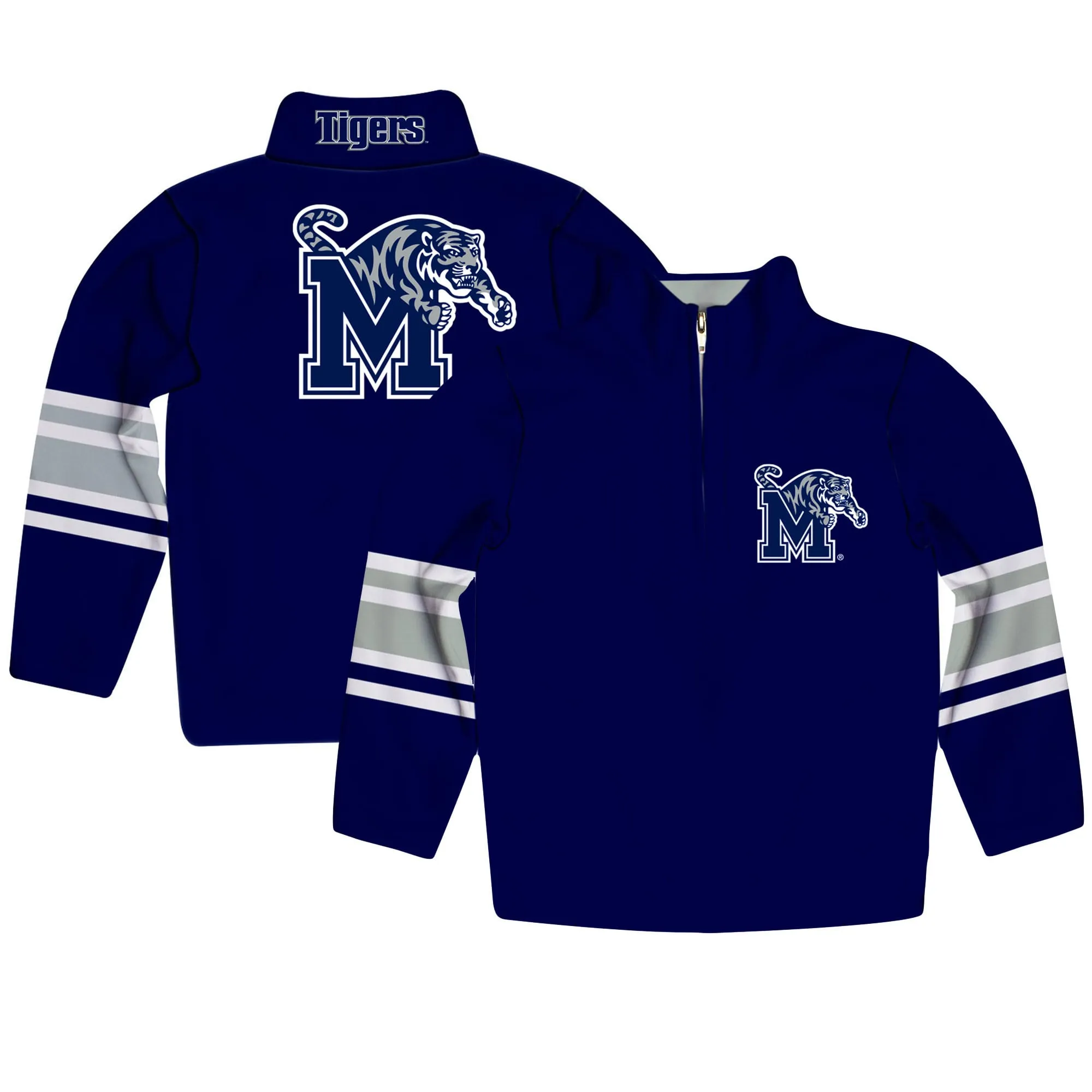 Memphis Tigers Youth Blue Team Logo Quarter-Zip Pullover Sweatshirt