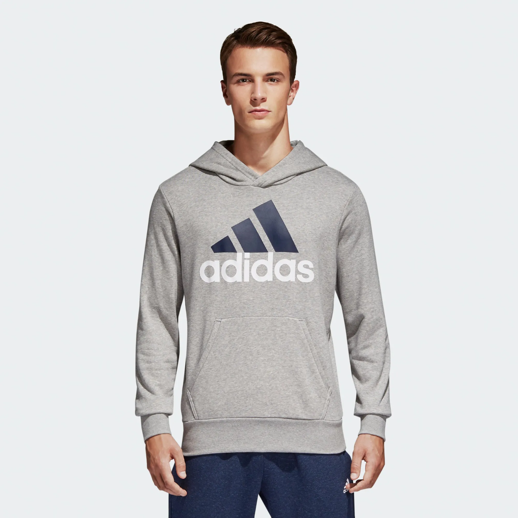 Men's adidas Essentials Badge of Sport Hoodie Grey