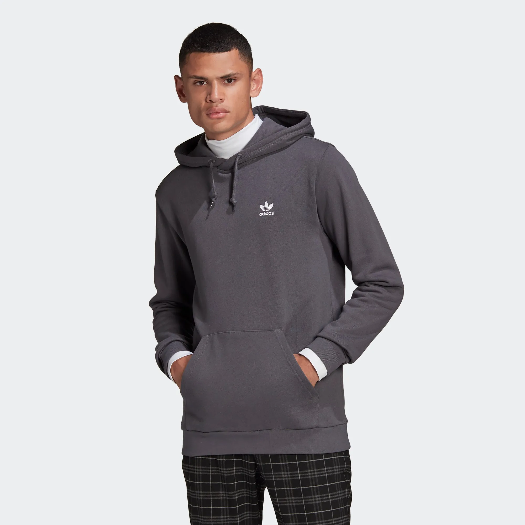 Men's adidas Essentials Trefoil Hoodie Grey Five