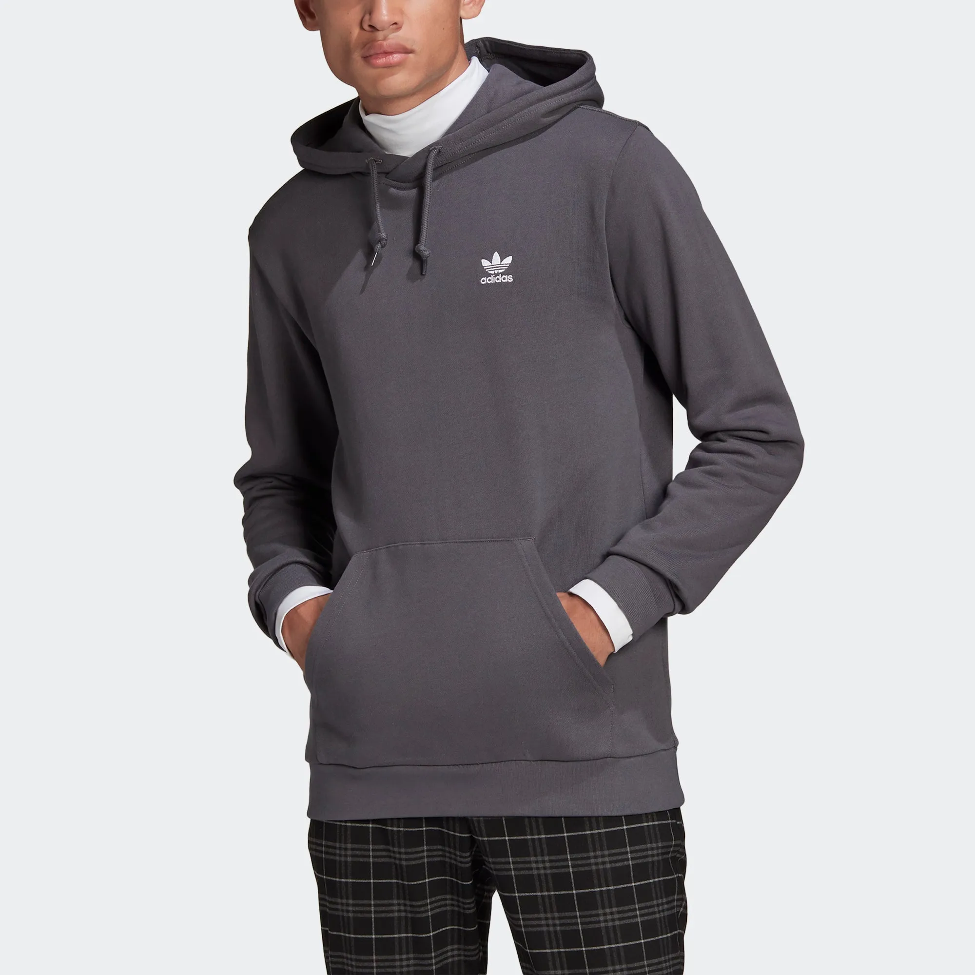 Men's adidas Essentials Trefoil Hoodie Grey Five