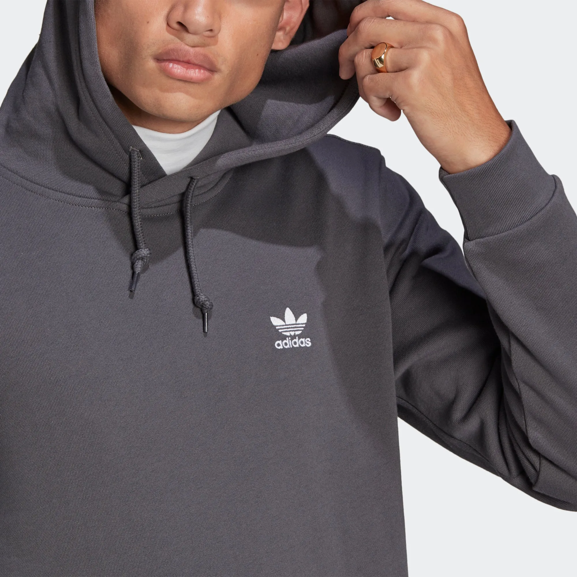 Men's adidas Essentials Trefoil Hoodie Grey Five