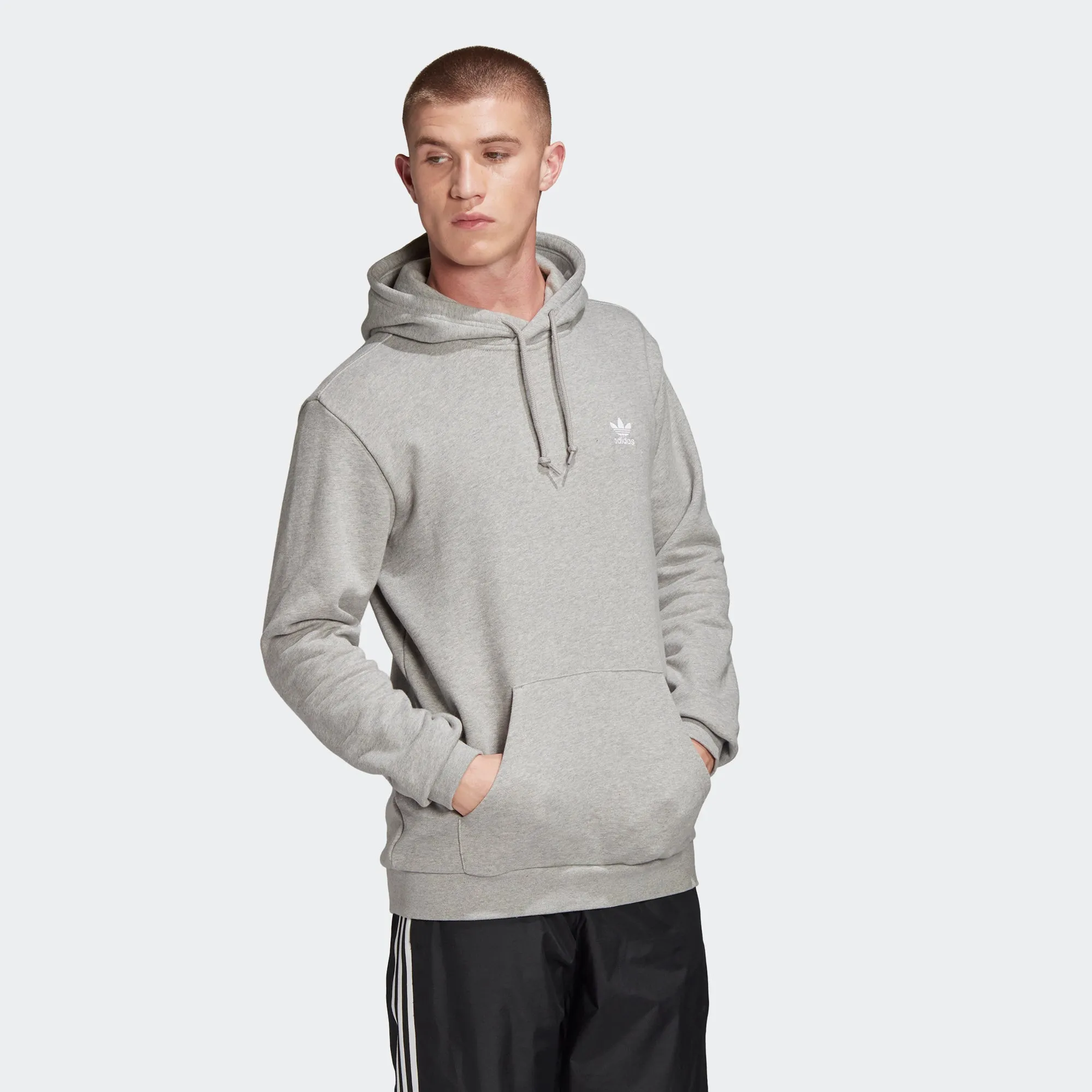 Men's adidas Originals Trefoil Essentials Hoodie Grey