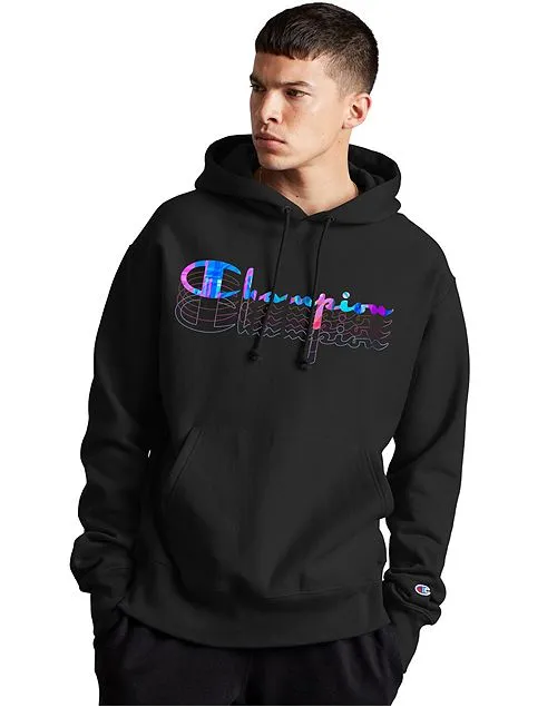 Men's Champion Life Hoodie Script Logo Black