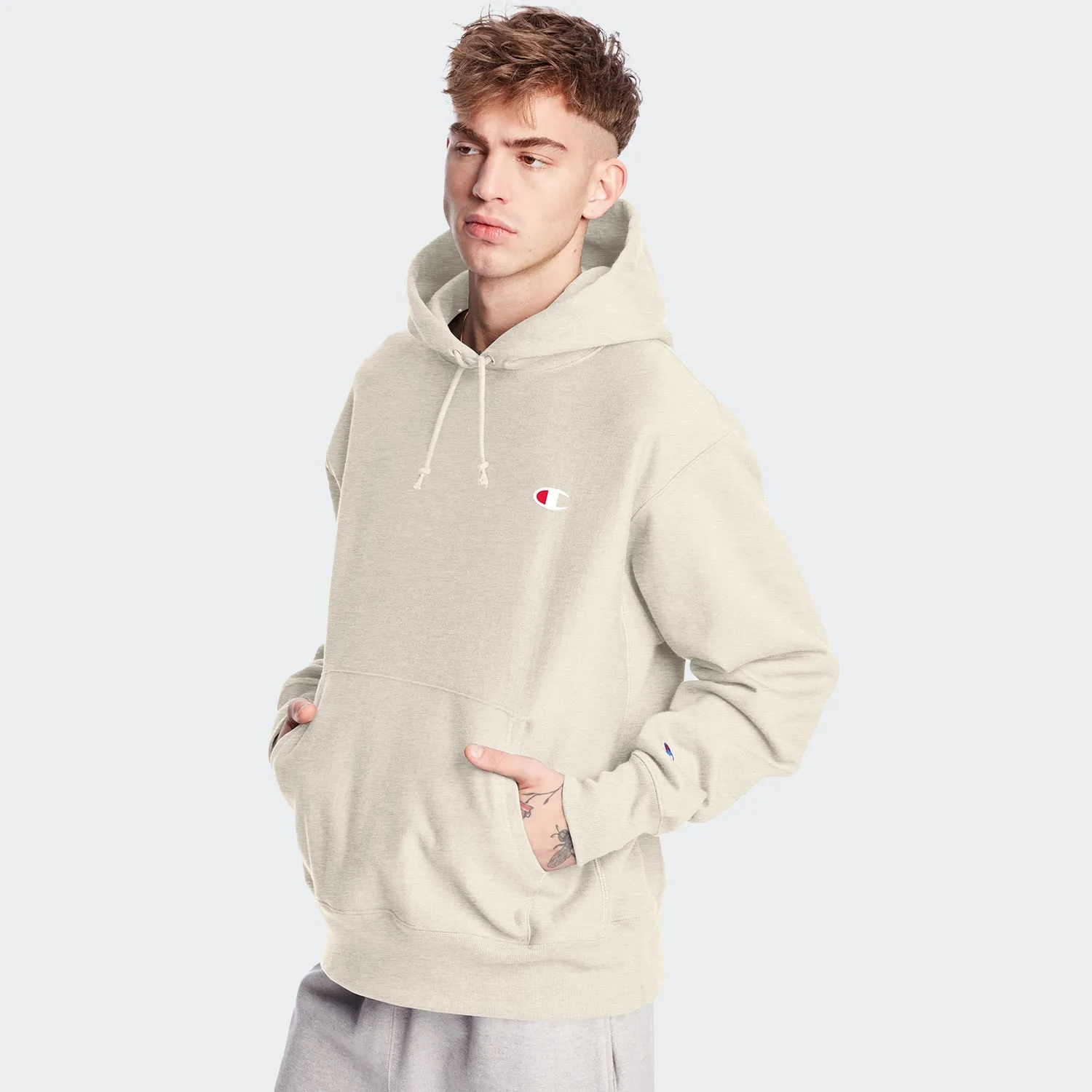 Men's Champion Life Reverse Weave Hoodie Oatmeal Heather