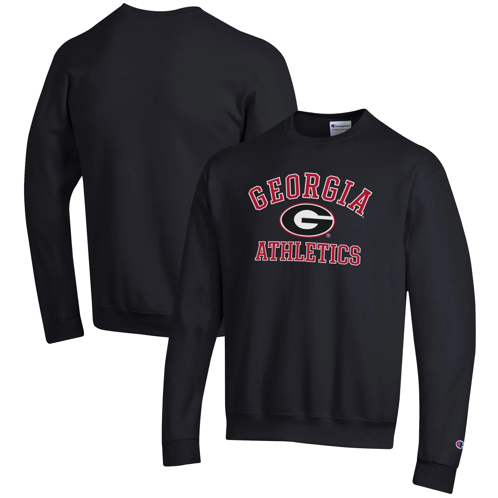 Men's Champion  Black Georgia Bulldogs Athletics Logo Pullover Sweatshirt