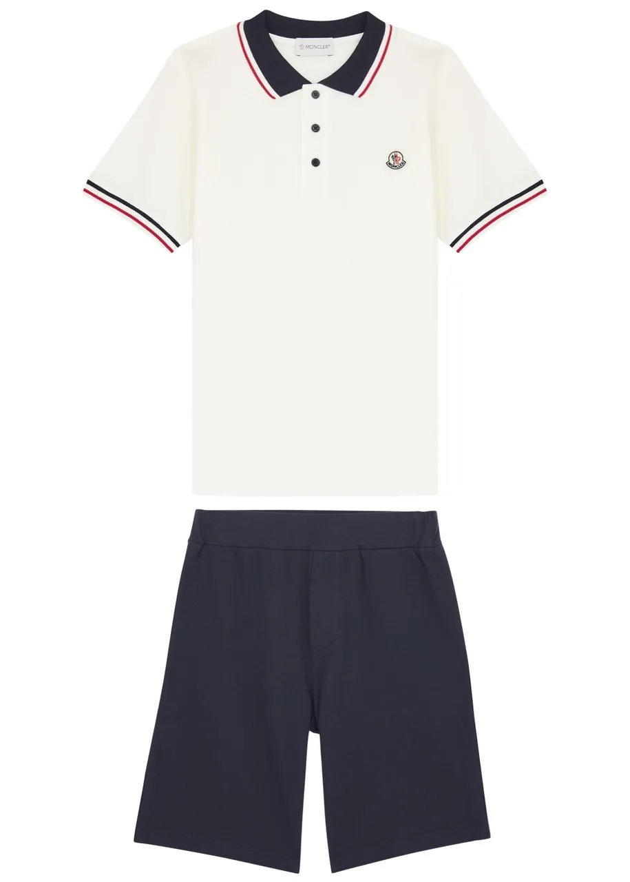 MONCLER KIDS Cotton polo shirt and shorts set (12-14 years) -                         -                     -                