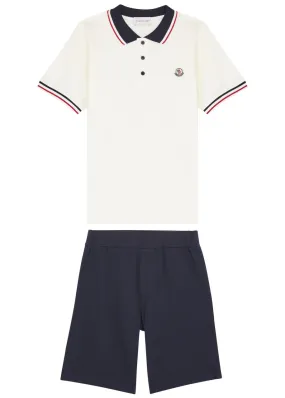 MONCLER KIDS Cotton polo shirt and shorts set (12-14 years) -                         -                     -                