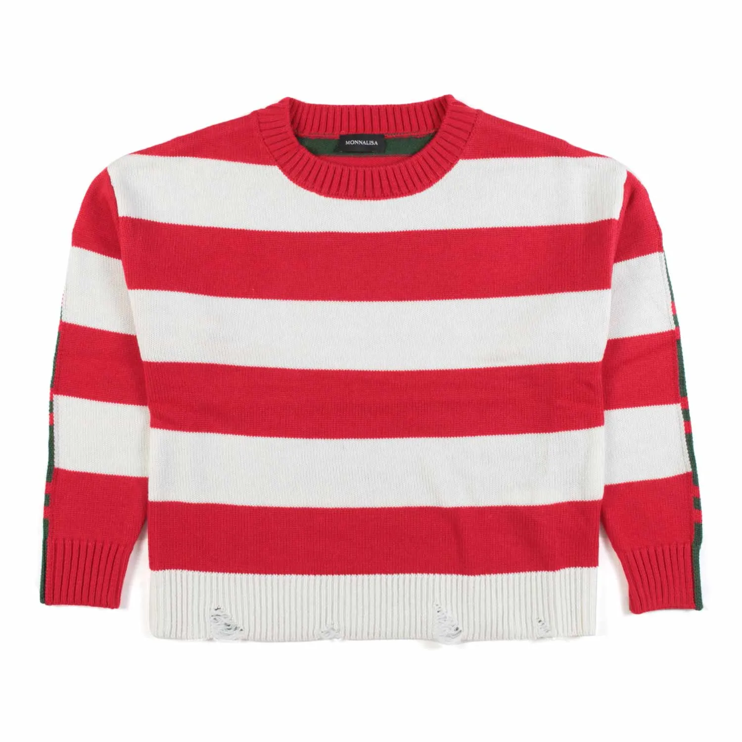 Monnalisa Bicolor Striped Pullover For Girls And Teen