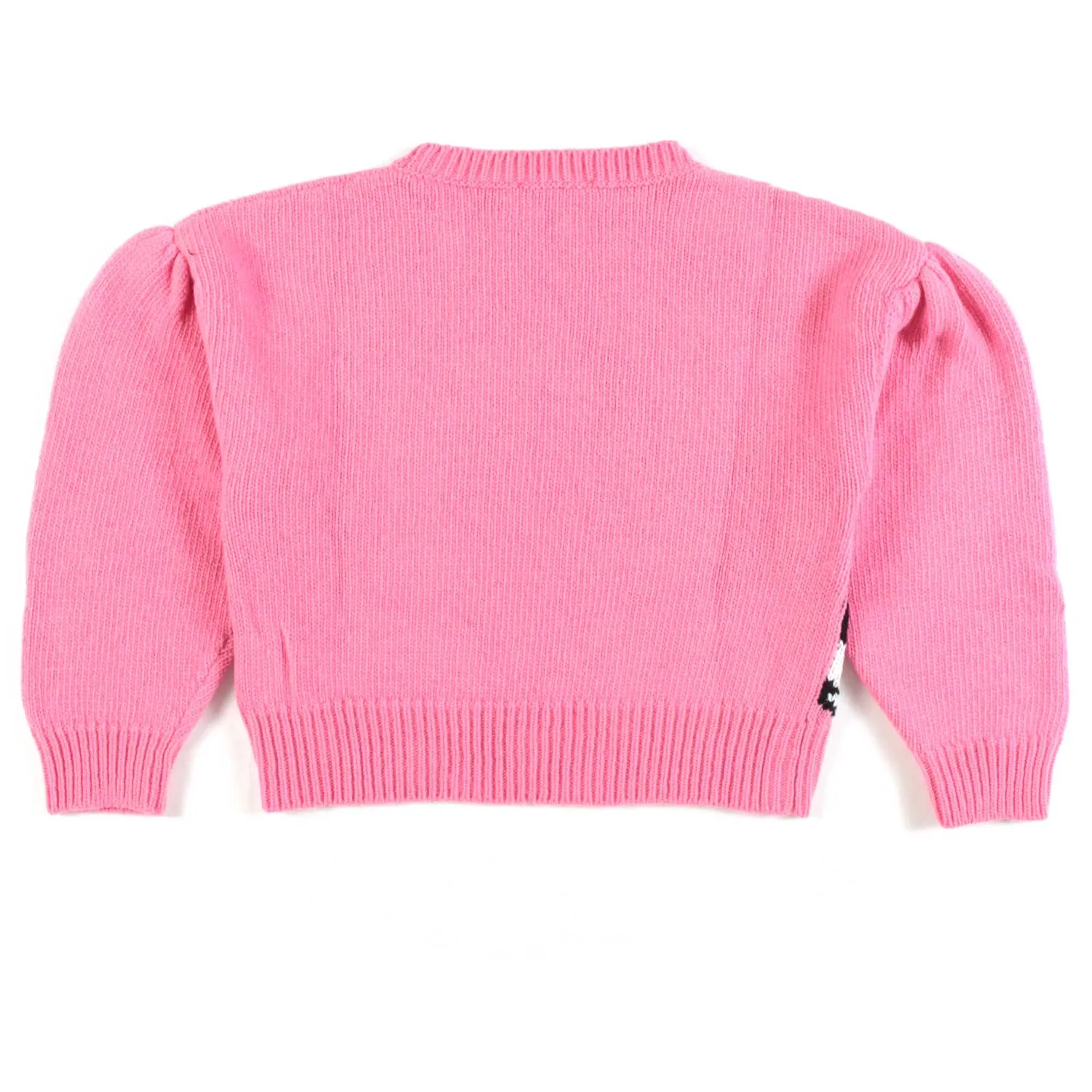 Monnalisa Cropped Fuchsia Pullover With Minnie And Mickey Mouse