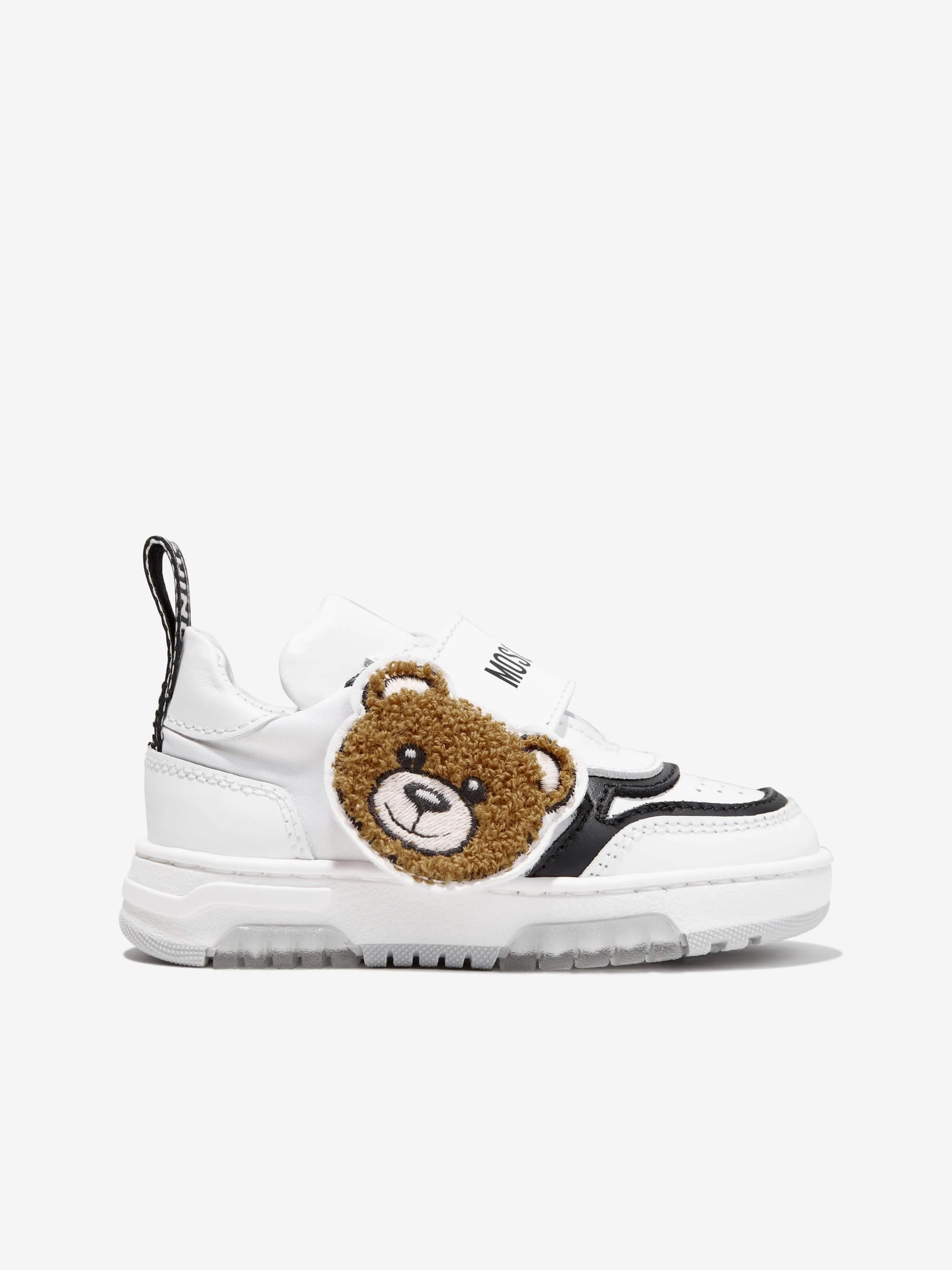 Moschino Boys Velcro Bear Trainers in White