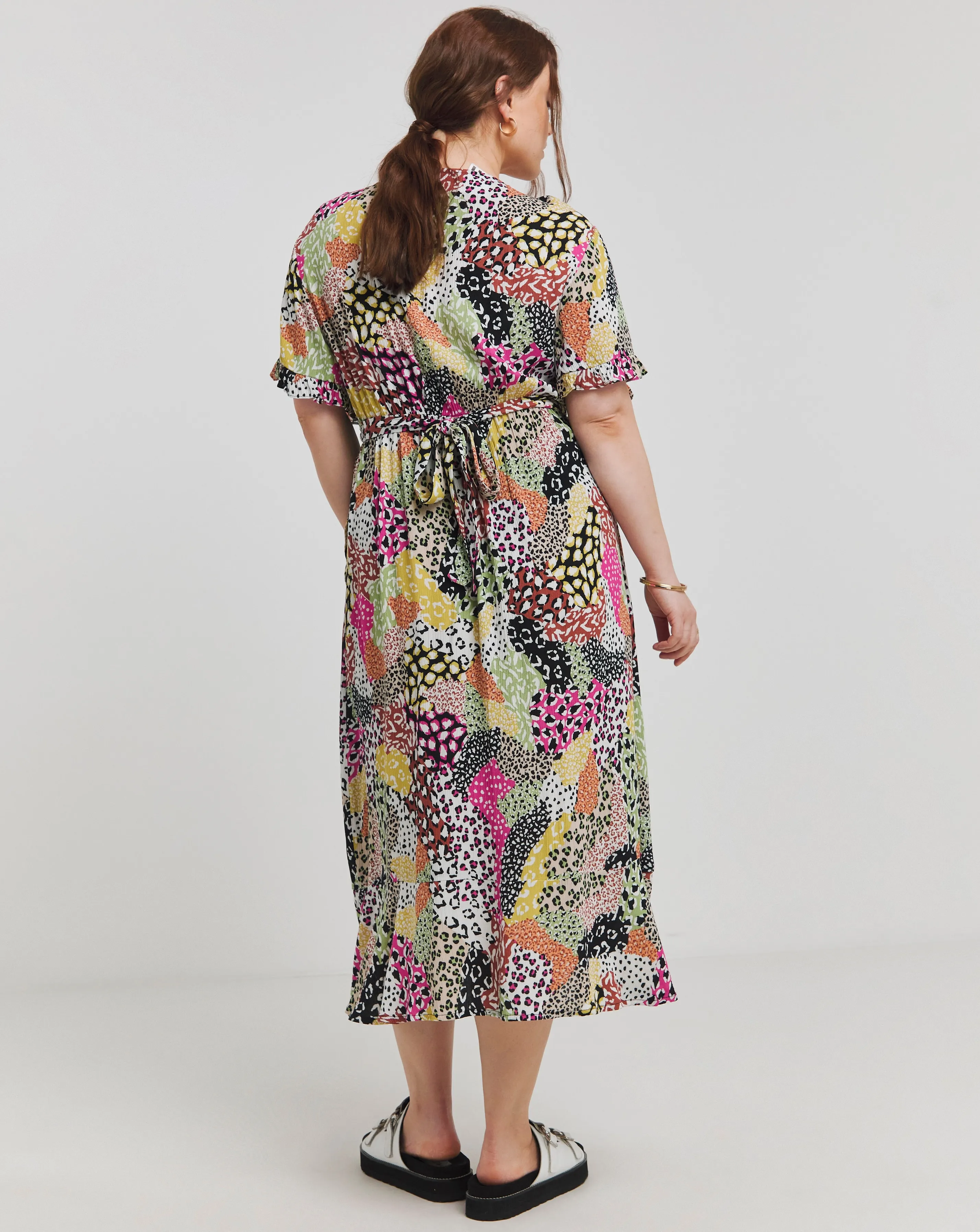 Multi Print Crinkle Wrap Midi Dress | Simply Be