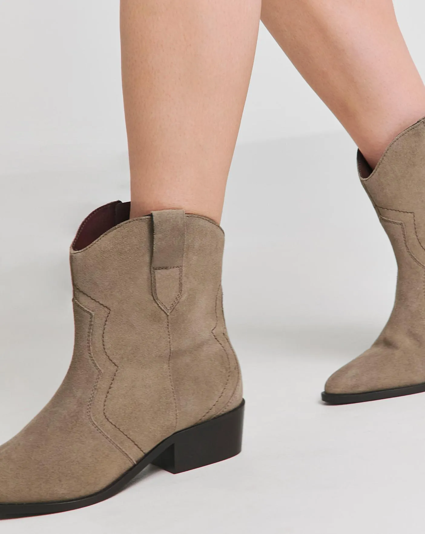 Myra Classic Suede Western Ankle Boot Wide E Fit